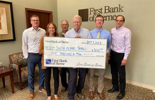 First Bank of Berne Donates to South Adams Trails